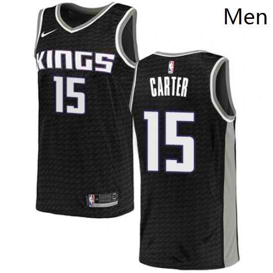 Mens Nike Sacramento Kings 15 Vince Carter Swingman Black NBA Jersey Statement Edition